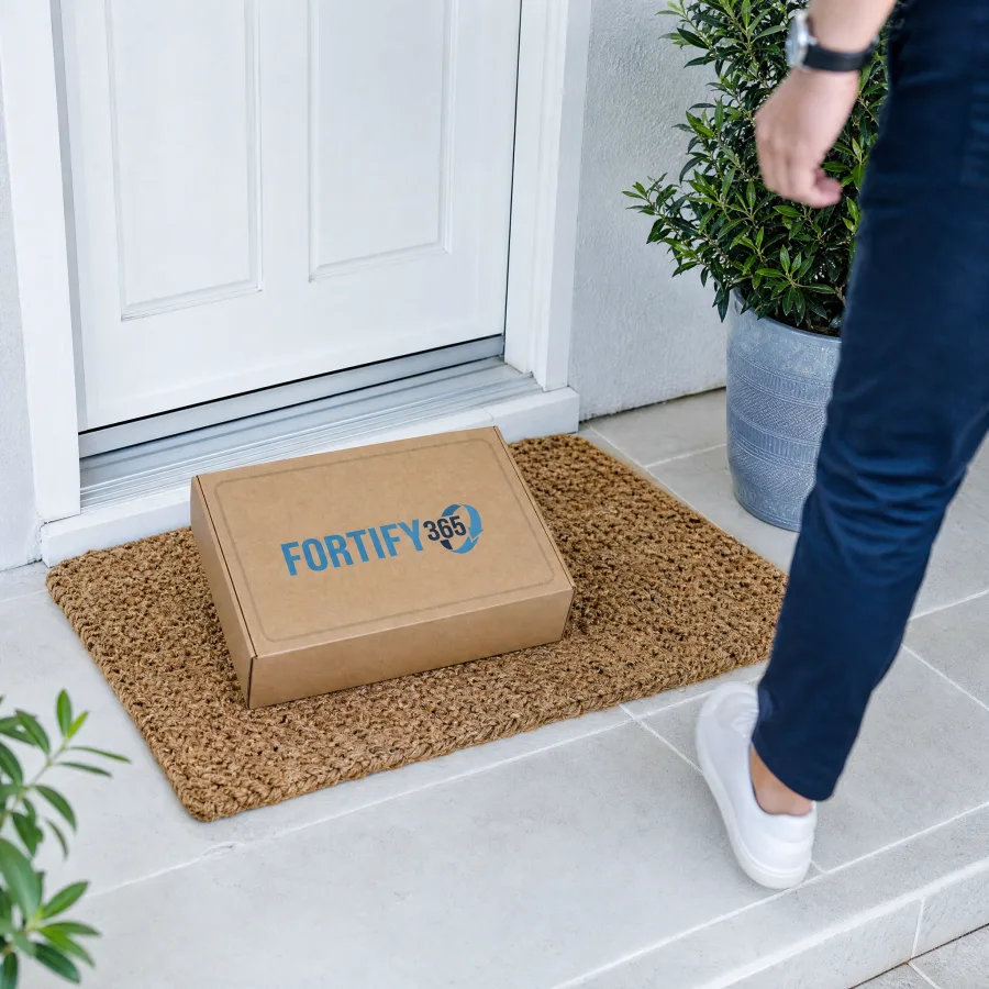A Fortify 365 package delivered to a doorstep